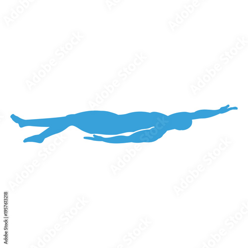 Silhouette of a swimmer doing backstroke