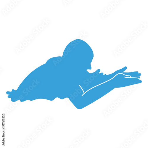 A man's silhouette emerging from the pool in a breaststroke style