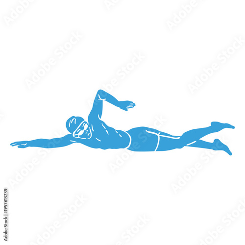 A swimmer performing a perfect front crawl stroke