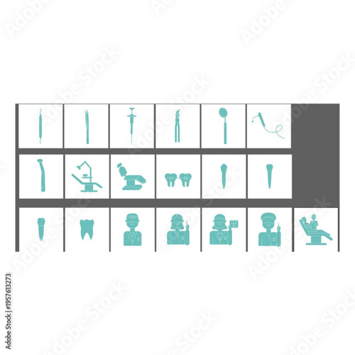 Set of cards featuring images related to dental treatment