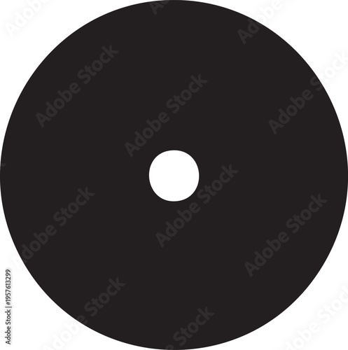 A black vinyl record on a white background
