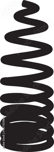 Black coil spring on white background