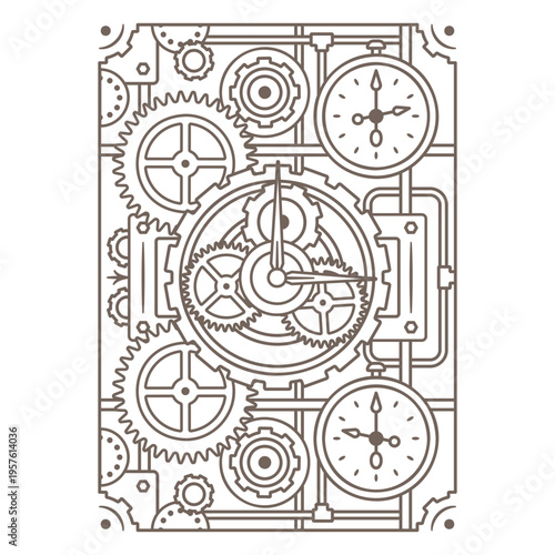 Designs with intricate gears in a Victorian-inspired style