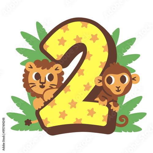 Canvas Print Image of safari animals for birthday