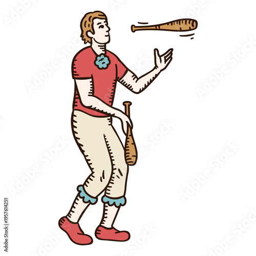 Circus juggler man character