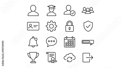 Set of 16 Outline User Interface Web Icons Vector