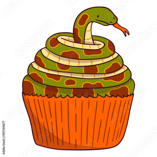 Creepy cupcake with a snake