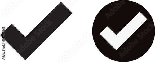 Check mark symbols black checkmark and white checkmark in circle for confirmation and approval