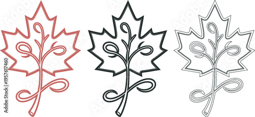 Vibrant canada day maple leaf illustrations in red black and white for patriotic celebrations and national pride