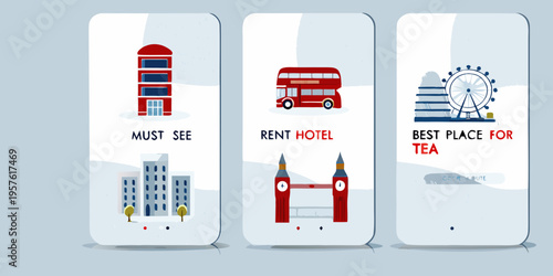 London landmarks displayed on smartphone screens for travel and tourism