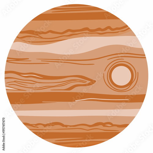 Stylized illustration of the planet jupiter with swirling cloud bands