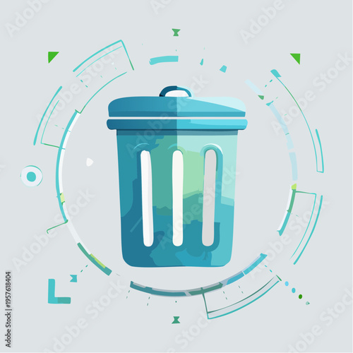 Poubelle moderne avec couvercle orange – gestion des déchets et propreté