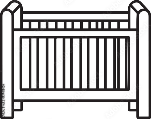 An outline of a cozy crib, a safe haven for a newborn baby, ready to embrace sweet dreams and peaceful slumbers.