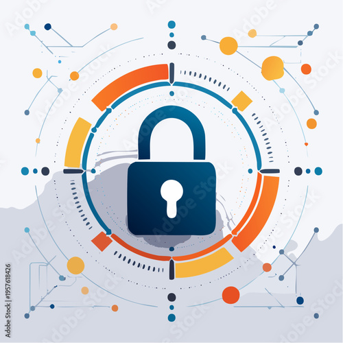Icône de cadenas numérique dans interface technologique sécurisée