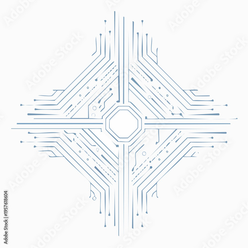 Motif technologique abstrait – circuit numérique symétrique futuriste