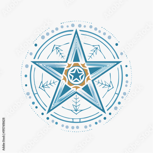 Rose des vents géométrique colorée en style abstrait