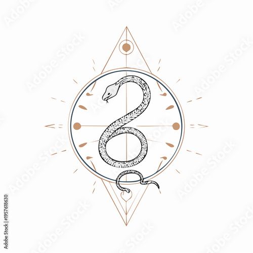 Serpent stylisé en symbole géométrique abstrait