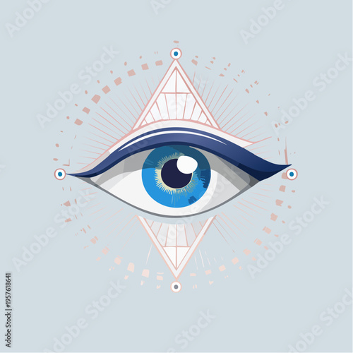 Œil mystique coloré dans un mandala géométrique abstrait