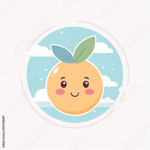 Abricot mignon avec visage – illustration fruit kawaii
