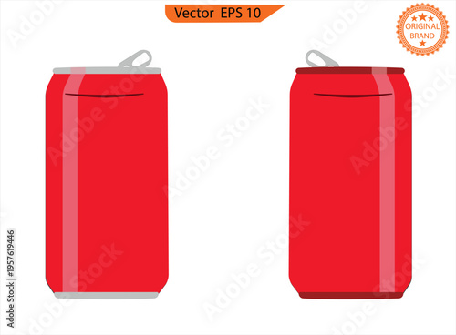 Red plastic bottles. Soda can icon, transparent background. Dented soda cans icons set. Beverage, beer and brewing sign and symbol, soda and juice silhouette.