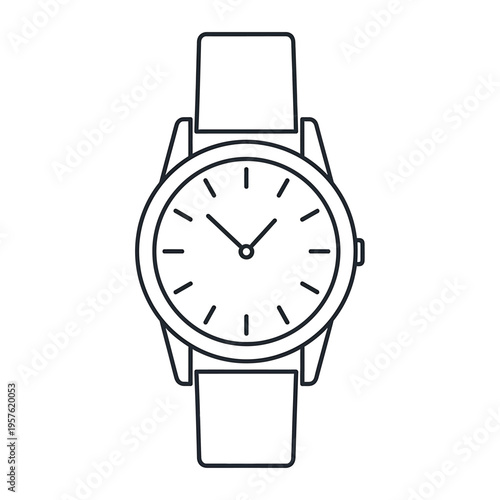 A watch with a white face and black lines