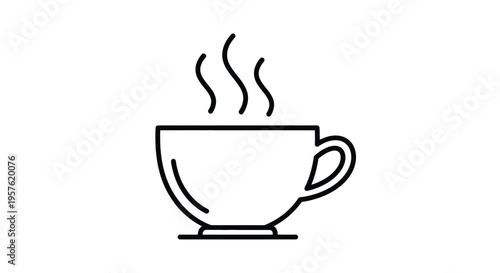 A simple line drawing of a hot cup of coffee