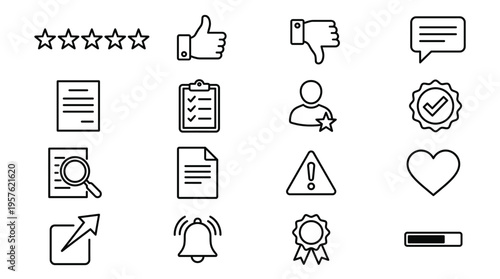 Set of 16 Outline User Interface Web Icons Vector