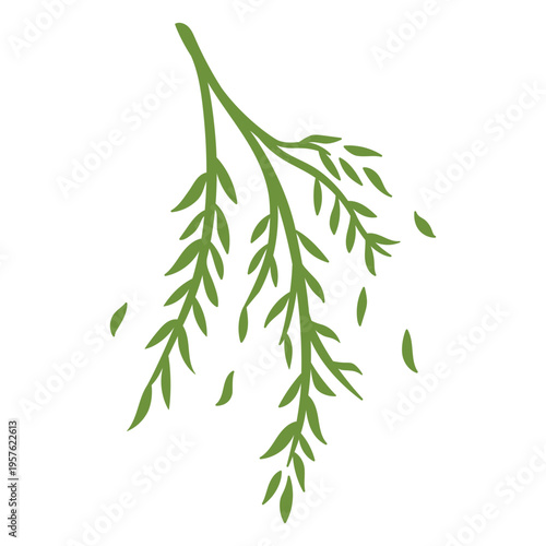 Wall decals with weeping willow leaves