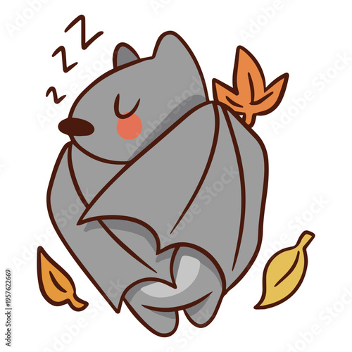 Cute bat color stroke sleeping