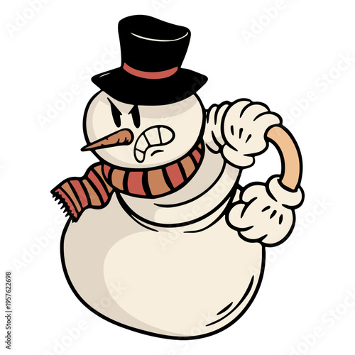 Canvastavla Angry snowman ready to fight