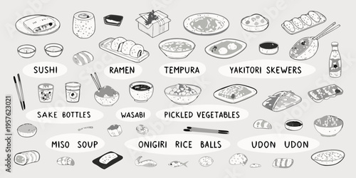 An assortment of japanese cuisine including sushi ramen and tempura dishes
