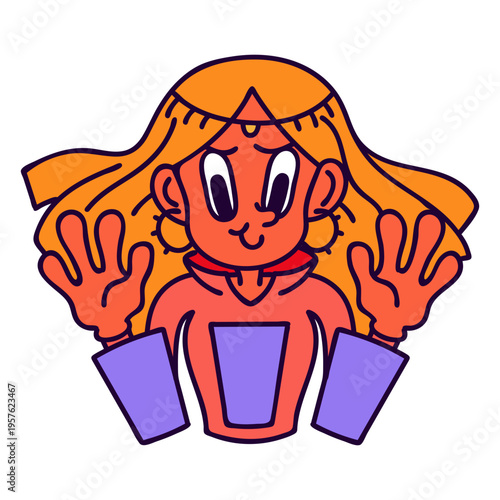 Princess in retro cartoon style
