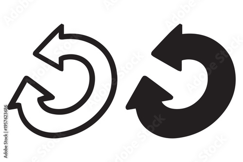 Two black and white circular arrow icons for data synchronization and rotation