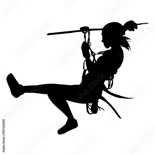 Zipline woman silhouette