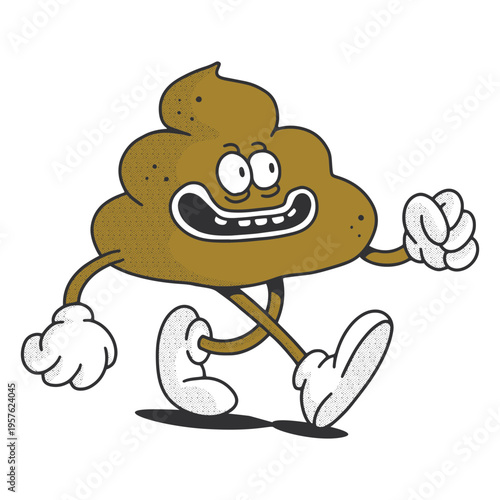 Poop retro cartoon character