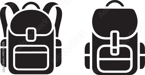 School backpack and travel rucksack vector illustration icons outfit