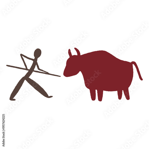 Cave painting depicting hunting activities