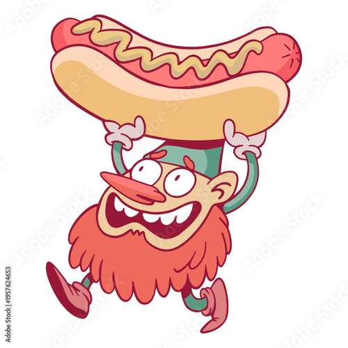 Gnome holding a big hot-dog