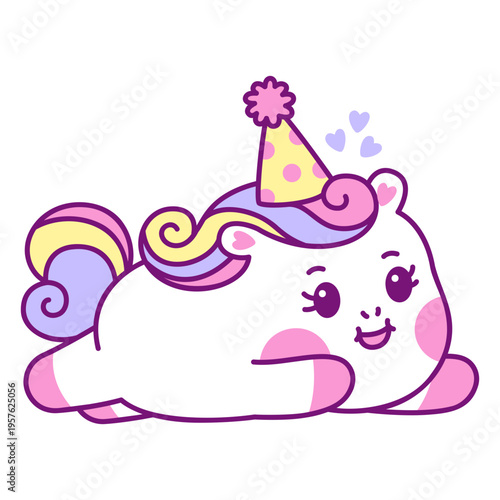 Baby unicorn kawaii laying