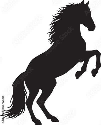 Black silhouette of a rearing horse