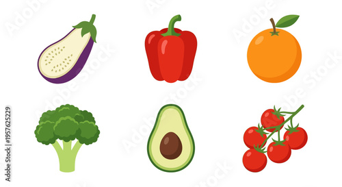 A colorful collection of fresh fruits and vegetables displayed together