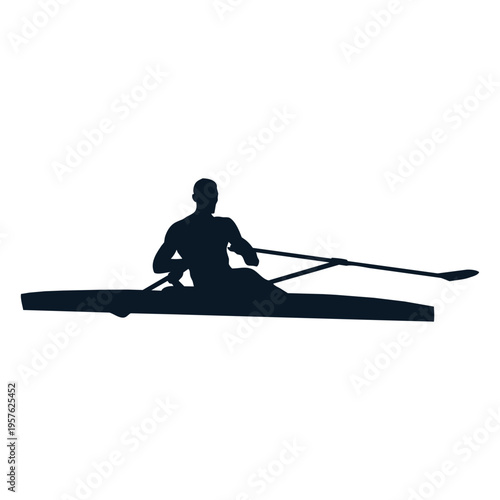 Silhouette of a person in a rowing boat