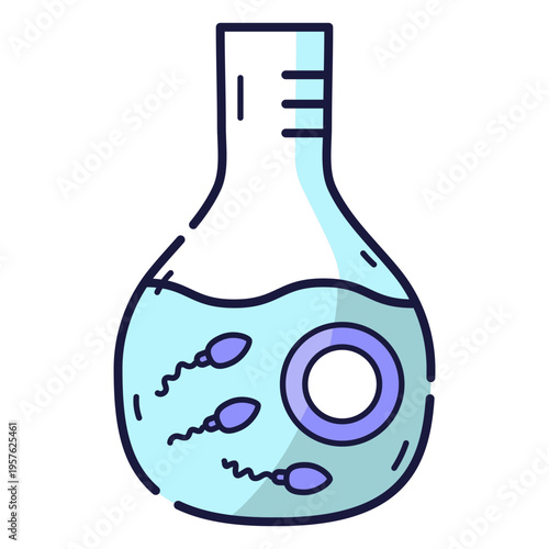 Icon of a flask with sperm and eggs in it