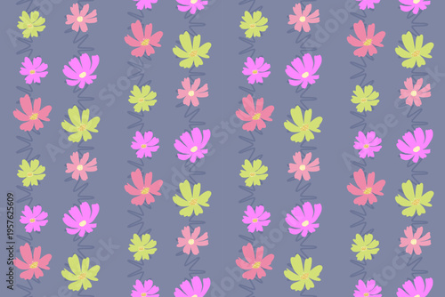 Botanical seamless pattern with meadow floral elements