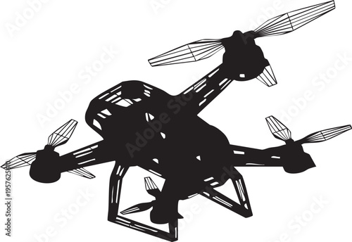Drone aerial vehicle with four rotors and camera
