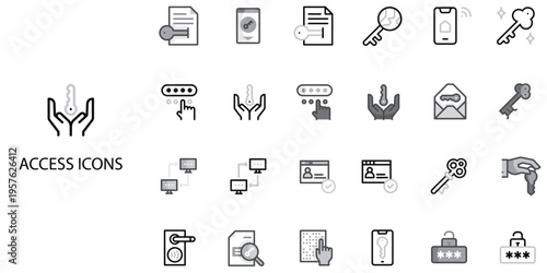 Access simple concept 24 Grew color icons set .Vector illustration.
