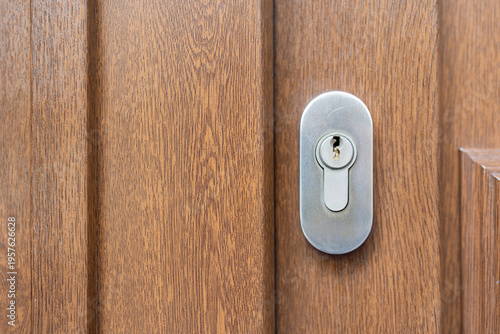 Close up of modern door lock mechanism