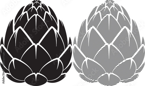 Geometric artistic representation of artichoke and spherical mesh structure