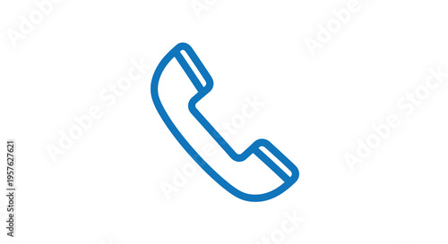 A simple blue outline of a classic telephone handset diagonally positioned high quality professional detailed modern