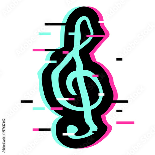 Music clef icon in neon colors
